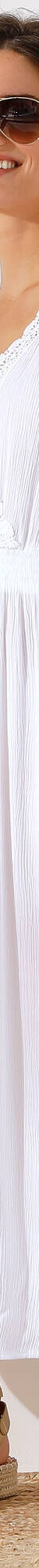 Robe longue crépon, détail macramé (blanc) Robe longue crépon, détail macramé (blanc)